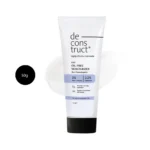 Deconstruct Oil-Free Moisturizer 50g tube with a black cap against a white cream swipe background.