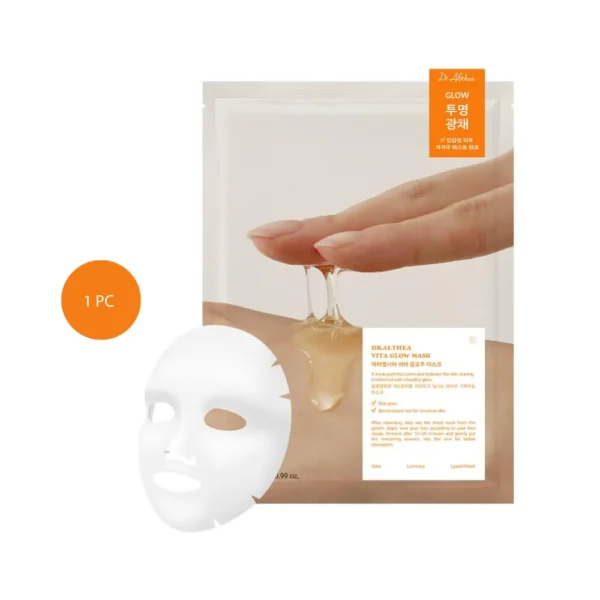 Dr. Althea Vita Glow Mask sheet pack with pink and cream gel mask graphic.