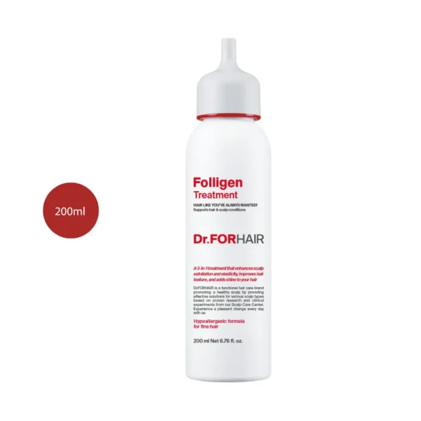 Dr. FORHAIR Folligen Treatment 200ml white bottle with red text and nozzle.