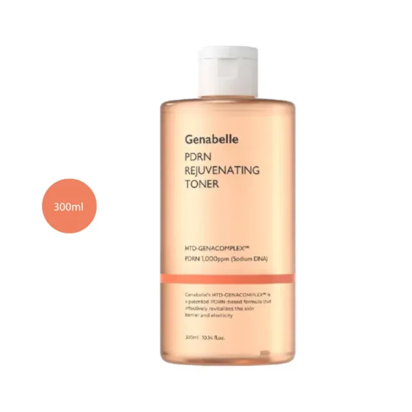 Genabelle PDRN Rejuvenating Toner 300ml bottle with a white flip-top cap.