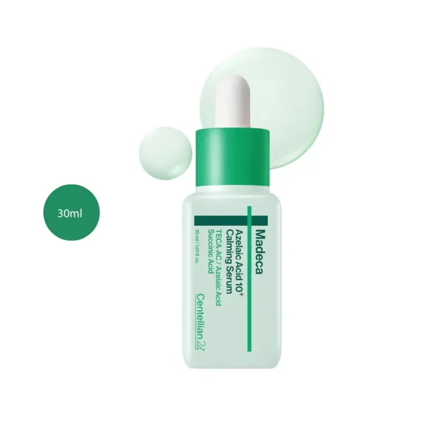 Centellian24+ Madeca Azelaic Acid 10+ Calming Serum 30ml green dropper bottle.