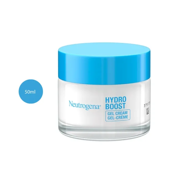 Neutrogena Hydro Boost Gel Cream for Dry Skin 50ml white jar with blue lid.