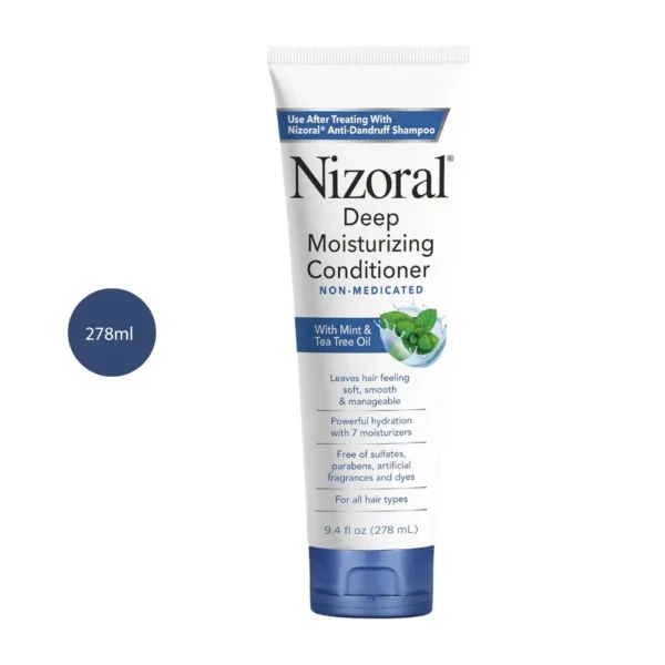 Nizoral Deep Moisturizing Conditioner 278ml tube with blue flip-top cap on a white background.