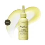 Arencia Vitamin C Glutathione Booster Shot Essence 95ml pale yellow nozzle bottle on yellow swipe.