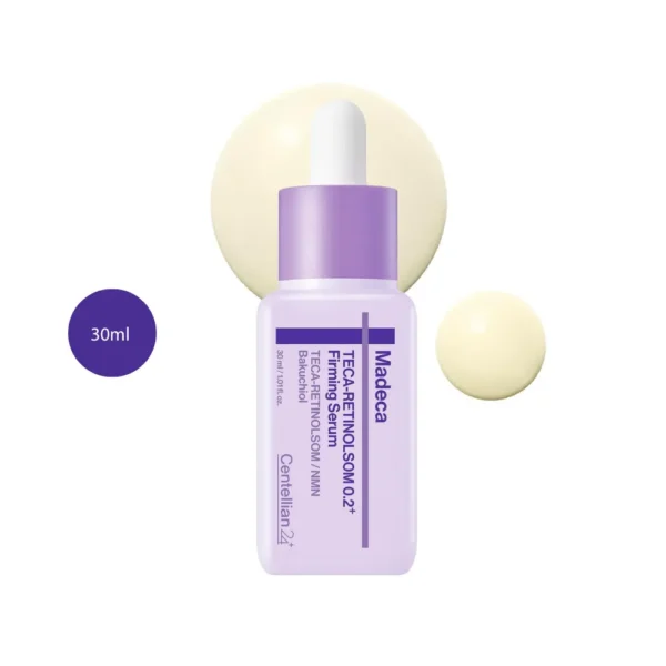 Centellian24+ Madeca Teca-Retinolsom 0.2+ Firming Serum 30ml purple dropper bottle.