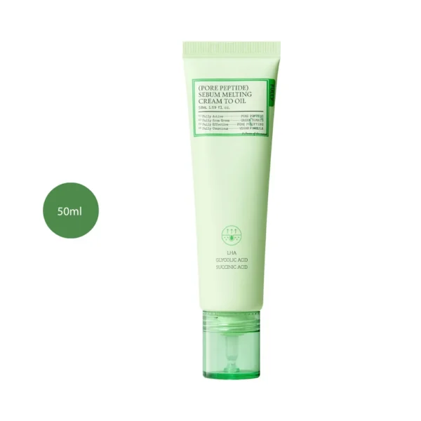 FULLY Sebum Melting Cream To Oil 50ml light green squeeze tube with a clear green pump base.