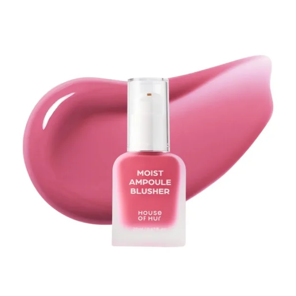 HOUSE OF HUR Moist Ampoule Blusher #7 Pink Rosie frosted bottle.