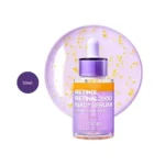 Purito Retinol Retinal 2000 NAD+ Serum 30ml purple bottle against a purple speckled splash.