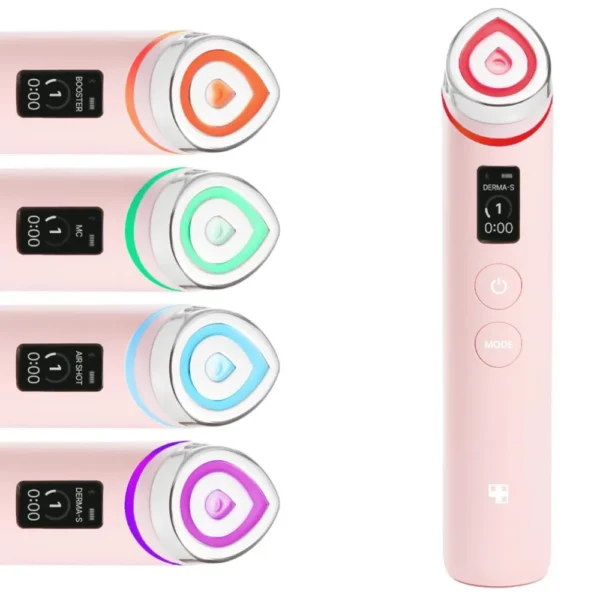 medicube AGE-R Booster Pro EX Device (Pink) matte wand showing multi-color LED light modes.