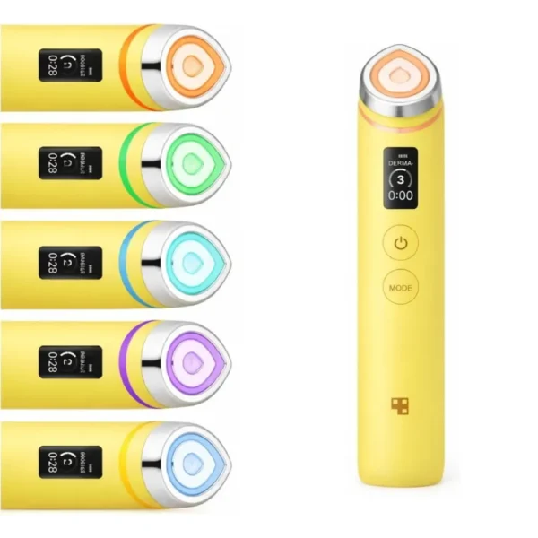 medicube AGE-R Booster Pro EX Device (Yellow) matte wand showing multi-color LED light modes.