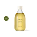 Aromatica Circulating Body Oil Juniper Berry & Ginger 100ml yellow oil in clear glass bottle.