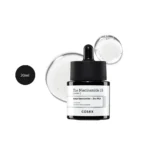 COSRX The Niacinamide 15 Serum 20ml dark dropper bottle with clear liquid swatches.