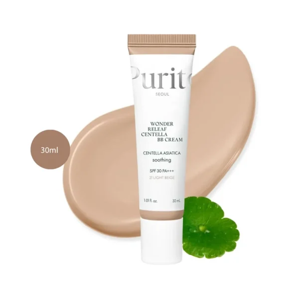 Purito Wonder Releaf Centella BB Cream #21 Light Beige 30ml tube.
