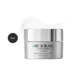 REJURAN Nutritive Cream 50ml metallic silver jar over smooth white cream swatch.