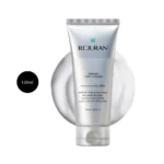 REJURAN Refining Foam Cleanser 120ml silver tube over clear gel swirl backdrop.