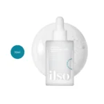 ilso Moringa Tightening Pore Serum 30ml frosted glass bottle with dropper over serum splash.