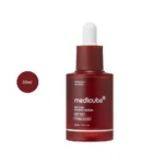 medicube NAD EGF Firming Serum 30ml dark red bottle with dropper cap.