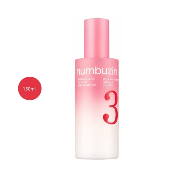 numbuzin No.3 Bifida Bakuchiol Zero Pore Milky Moisturizer 150ml pink gradient bottle.